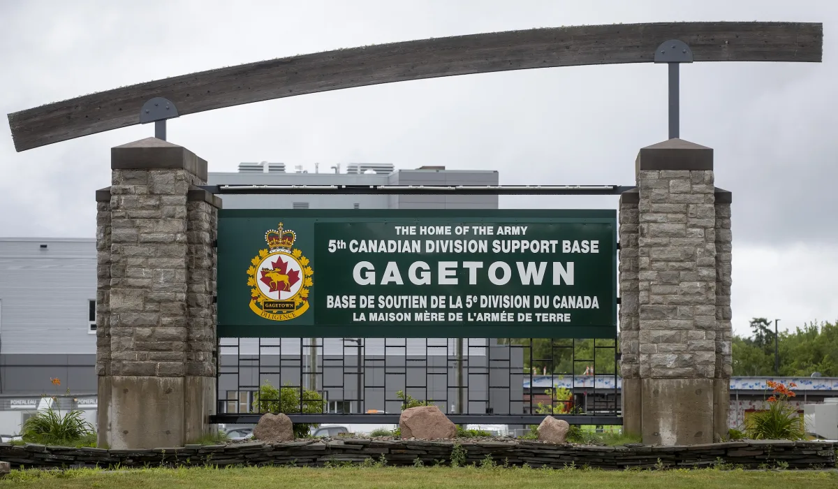The 5th Canadian Division Support Base Gagetown entrance sign in Oromocto, New Brunswick