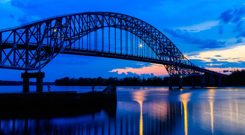 Bridge over the Saint John River near Burton at dusk