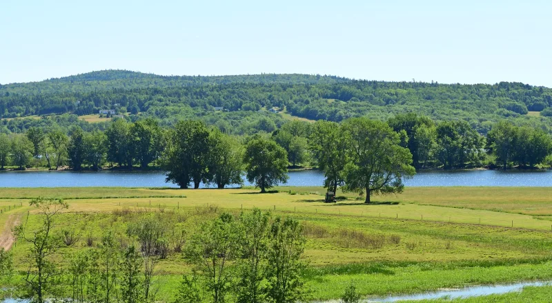Saint John River valley farmland in Kingsclear, New Brunswick