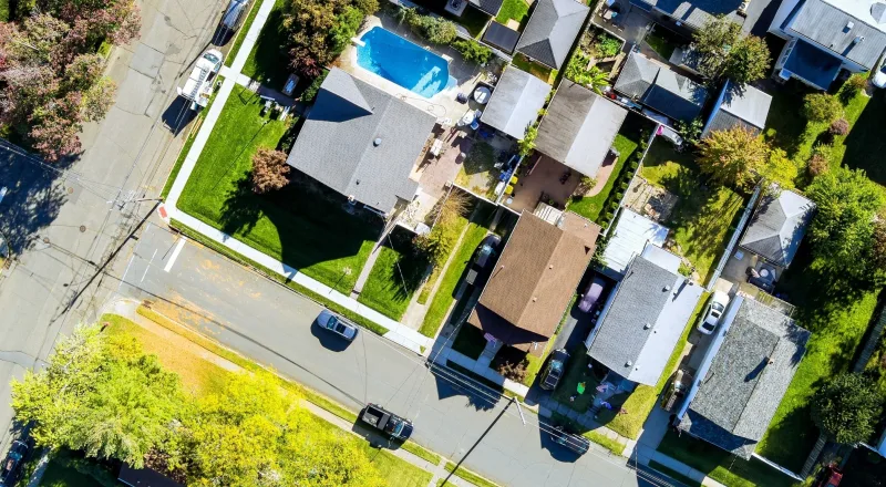 Aerial view of a New Maryland residential neighbourhood