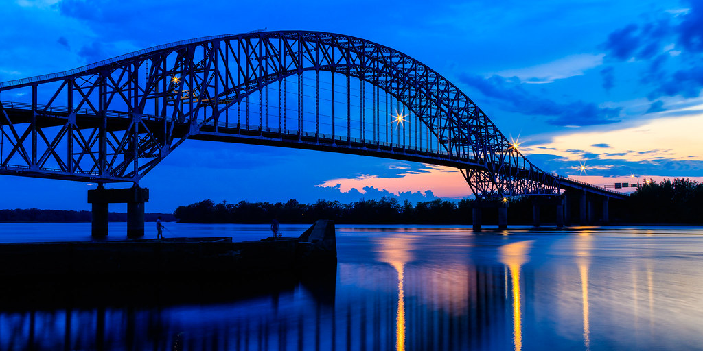 Bridge over the Saint John River near Burton at dusk