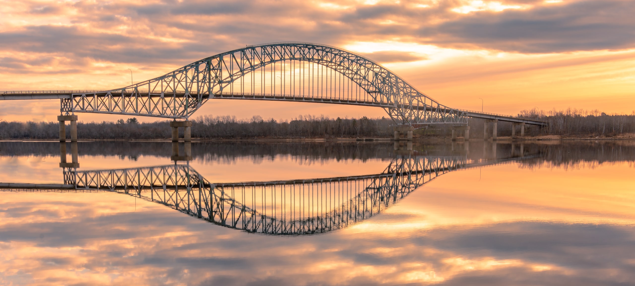 Bridge over the Saint John River near Oromocto at sunset